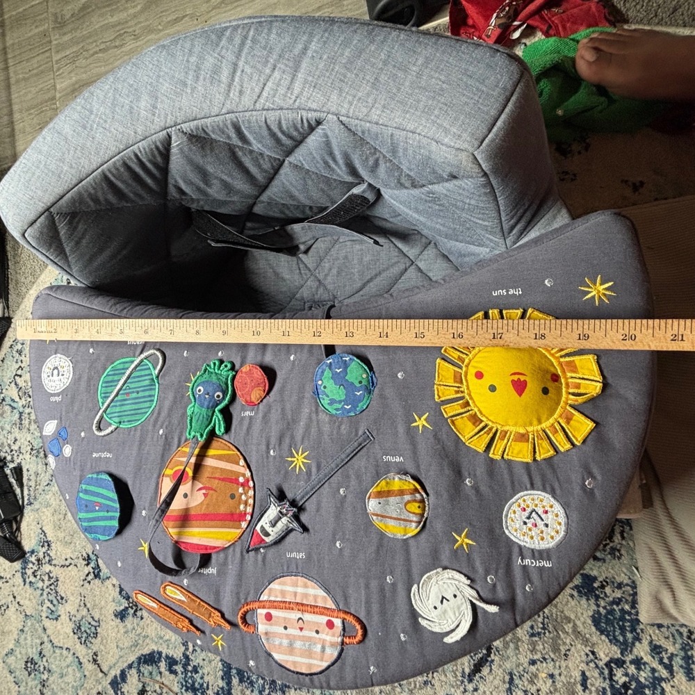 Crate & Kids Deep Space Baby Activity Chair Gray Plush Infant Seat Space Theme - Picture 3 of 13